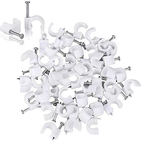 QUANHAO 500pcak Fixed Cable clamp, Round Cable clamp, Cable clamp Cable Cable Wall clamp, Wall Bracket for Management Cable: 4 mm, 5 mm, 6 mm, 8 mm, 10 mm, 100 Stücki Größe, (White) Cover