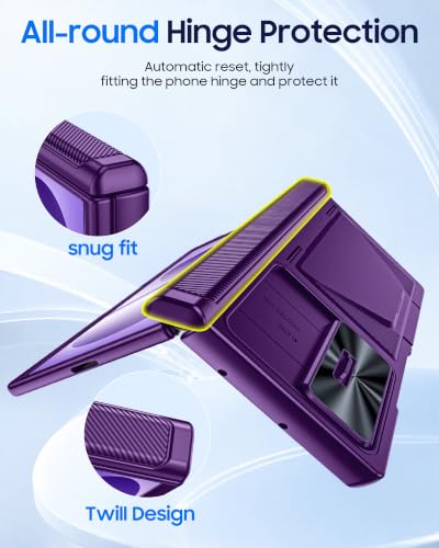 Image of for Samsung Galaxy Z Fold 8 Ultra Case Wallet & HD Screen Protector | Card Holder RFID Blocking, Slide Lens Cover, Hinge Protection, Shockproof Phone Cover for Z Fold 8 Ultra (Purple)