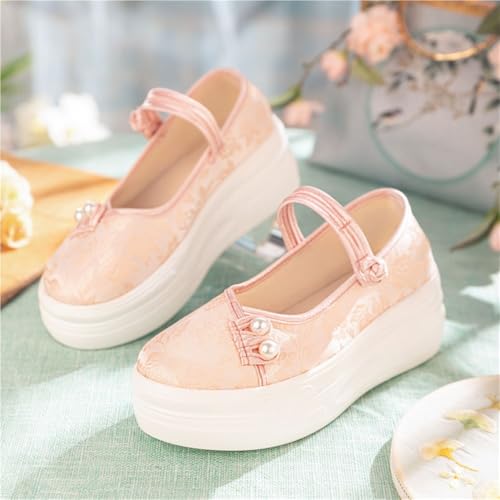 Platform Flower Embroidered Elegant Women's Shoes Chinese Traditional Ethnic Style Cheongsam Shoes Casual Comfort Ankle Strap Shoes Cosplay Footwear 6