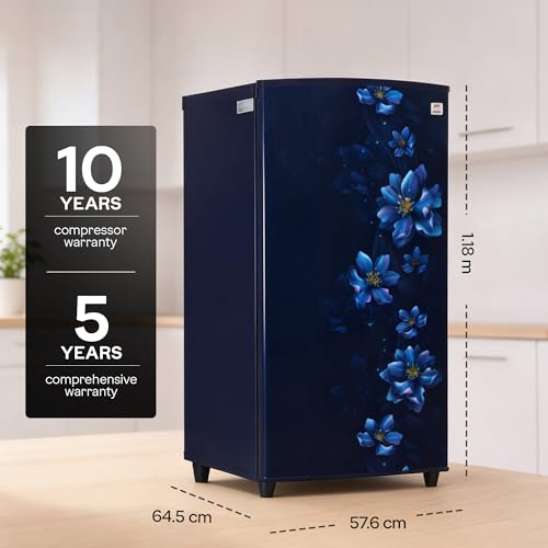 Image of Godrej 180L 2 Star Direct Cool Single Door Refrigerator with 5 Years Warranty | 20L Vegetable Tray | Toughened Glass Shelves| Advanced Capillary Technology (RD EDGE 205BN TRF BR BL, Berry Blue)