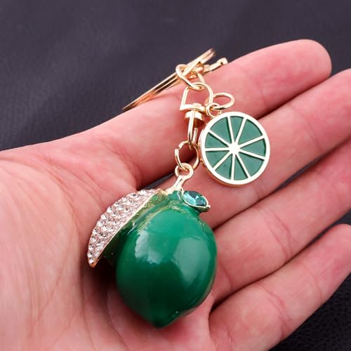 Image of Fruit Bag Charm Keychain - Gold Key Chain, Cute Purse Handbags Accessories - Beautiful Gift for Women
