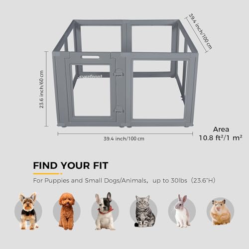 Image of EVERFRONT Clear Acrylic Dog Playpen - Clear Dog Play Pen - Easy Assemble Acrylic Dog Playpen - Puppy Playpen, Cat Playpen, Small Animal Playpen, Dog Play Pen Indoors