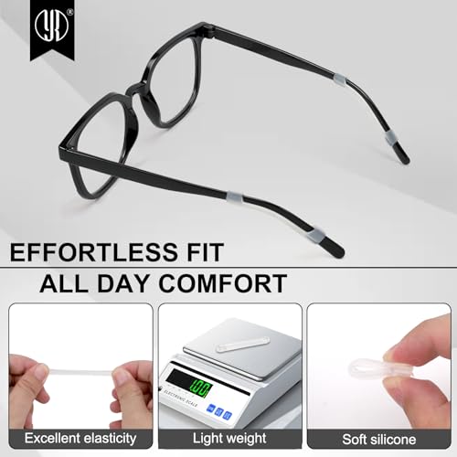 Image of YR Soft Silicone Eyeglasses Temple Tips Sleeve Retainer, Anti-Slip Elastic Comfort Eyeglass Ear Grippers for Eyeglasses Sunglasses Reading Glasses Eyewear, 5 Pairs Clear & 5 Pairs Black