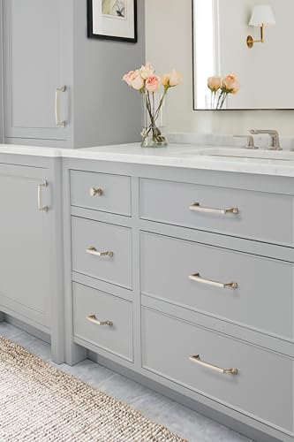 Image of Amerock 6-5 /16 inch Westerly Satin Nickel Drawer Pull | 6-5 /16 inch (160mm) Center-to-Center Mounting Distance and 7-9 /16 inches Overall Length, Durable Zinc Cabinet Hardware