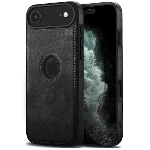 Image of Leather Case for Apple iPhone 17 Air Premium Protective Stylish Slim Cover with Shockproof Raised Edges Black