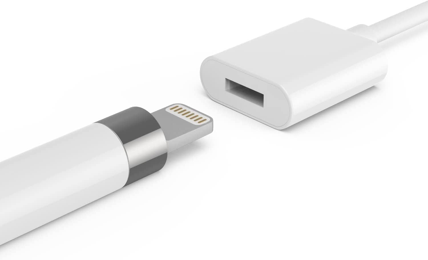 MoKo Charging Adapter Cable Compatible with Apple Pencil 1st, Connector Charger Compatible with iPad Pro 12.9 10.5 9.7 / iPad Air 3 / iPad mini 5 2019 Pen Accessories, (2 Pack, White)