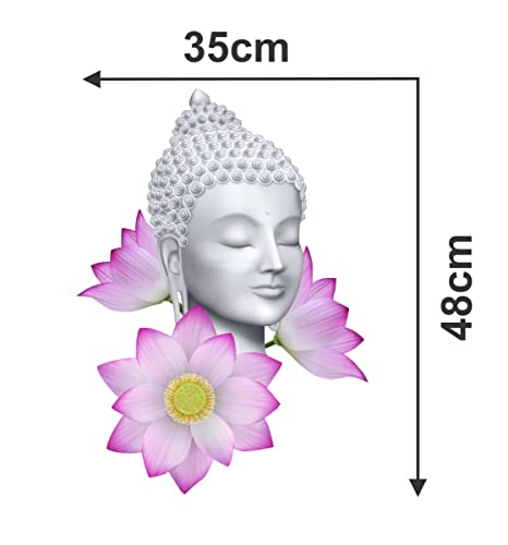 Image of Lord Buddha PVC Vinyl,Wall Sticker for Home Decor - Ideal for Living Room, Bedroom, Hall, Kids Room, Play Room (Size -45 cm x 45 cm) (Buddha with Lotus (48 Cm X 35 Cm))