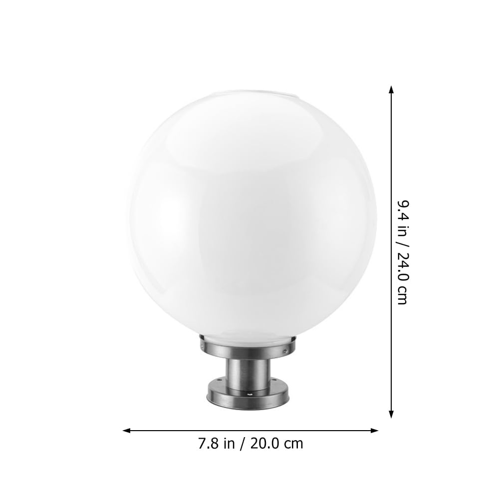 HOMSFOU Lámpara Solar para Poste Exterior Farola de Patio Luz LED Luz Fría Base Acero Inoxidable 20 Cm Iluminación Jardín Terraza