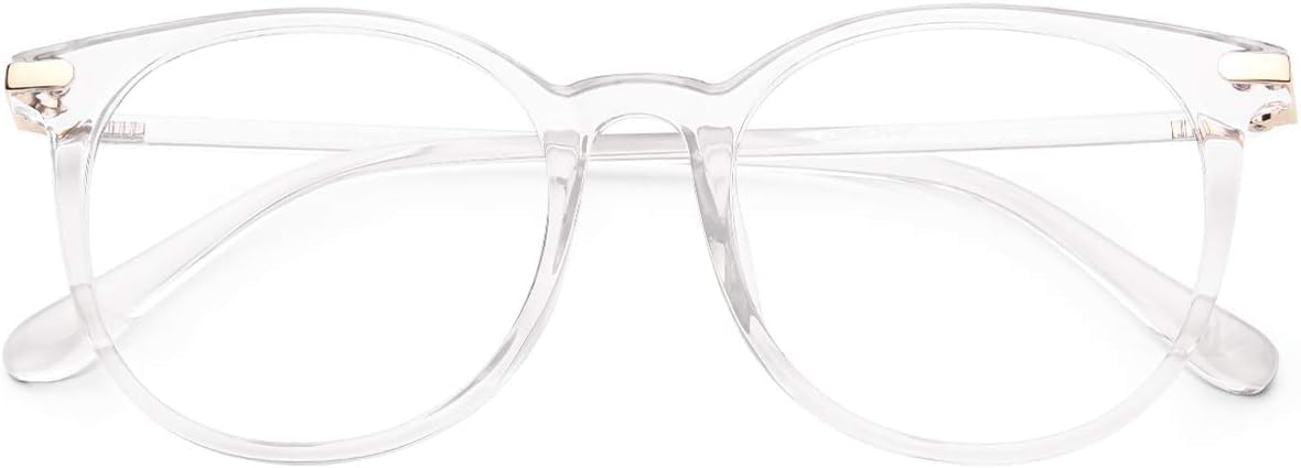 Gaoye Blue Light Blocking Glasses, Retro Round Eyewear Frame Anti Eyestrain Computer Glasses for Women Men - GY1688 (Transparent Frame/Transparent Lens)