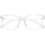 Gaoye Blue Light Blocking Glasses, Retro Round Eyewear Frame Anti Eyestrain Computer Glasses for Women Men - GY1688 (Transparent Frame/Transparent Lens)
