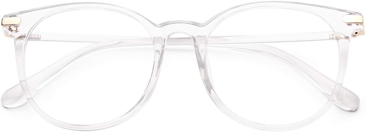 Gaoye Blue Light Blocking Glasses, Retro Round Eyewear Frame Anti Eyestrain Computer Glasses for Women Men - GY1688 (Transparent Frame/Transparent Lens)