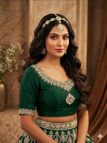 UrbanLuk Ethnic Kundan Hairband Green - Image 3
