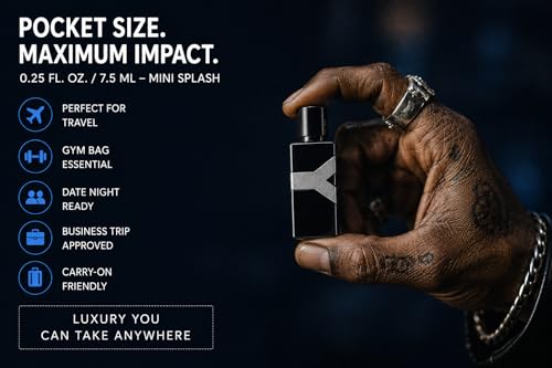 Image of Yves Saint Laurent YSL Y LE PARFUM Mini Splash 7.5 ml / 0.25 Fl oz | Men's Parfum, Designer Cologne, Mini Splash, Travel Size, Woody Aromatic Fragrance