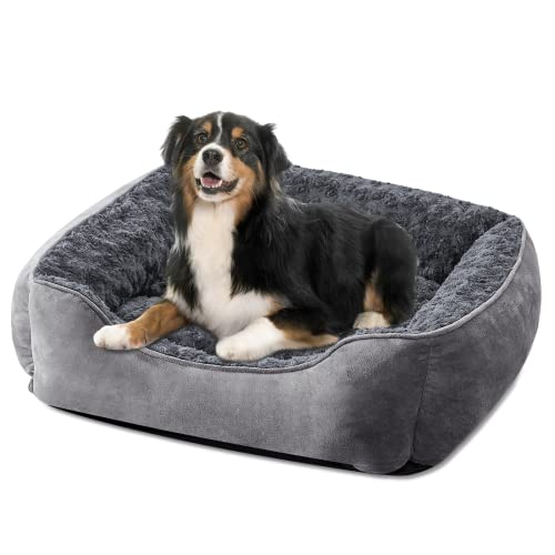 JOEJOY Dog Bed Large - Washable Pet Bed Anti-Anxiety Soft Plush Cat Bed Rectangle Non-Slip Bottom Pet Bed - Small