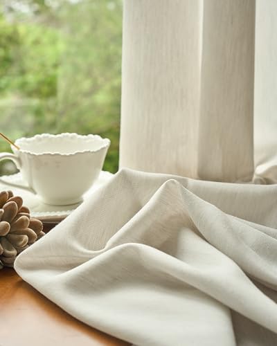 Image of Graywind Motorized Curtains with Track, Light Filtering Smart Curtains, Hardwired Curtains Works with Alexa Google Home Remote Control for Large Windows, Custom Drapes Up to 207 inch, Linear Wool (White)