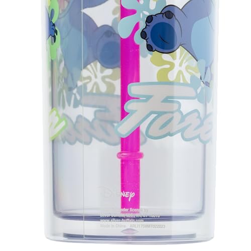 Image of Silver Buffalo Disney Lilo and Stitch inchOhana Forever inch Tall Plastic Tumbler, 20 Ounces