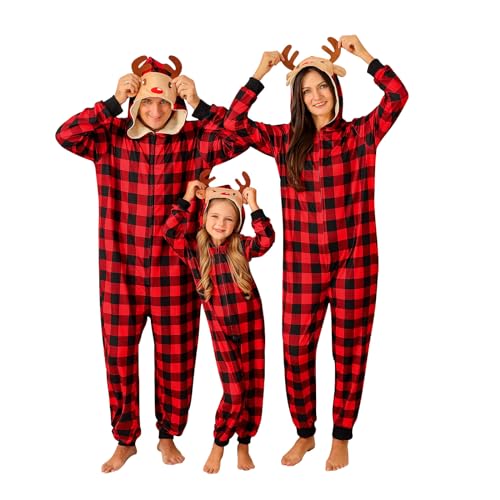 Pyjama de Noël assorti famille à capuche pour veillée chaleureuse