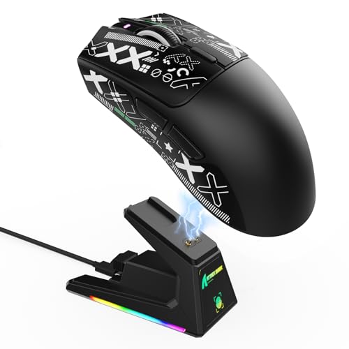Image of ATTACK SHARK X1 Ultralight Tri Mode Wireless 40000 DPI Gaming Mouse-Black | Magnetic RGB Charging Dock,Anti Slip Grip Tape,PixArt PAW3395 Pro Optical Sensor,BT /2.4Ghz /Wired,Driver for PC Win Mac Gamer