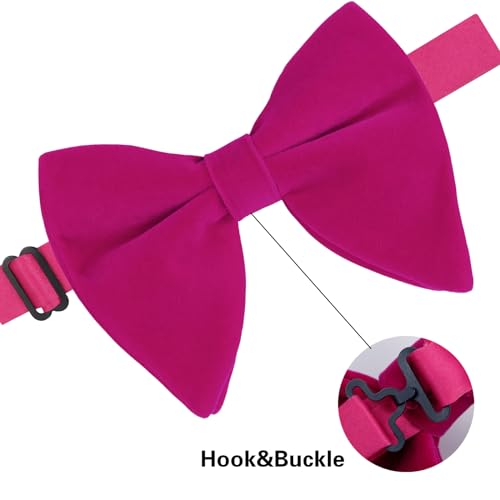 Image of Alizeal Velvet Pre-tied Adjustable Bow Tie for Men Oversize Formal Solid Tuxedo Bowtie
