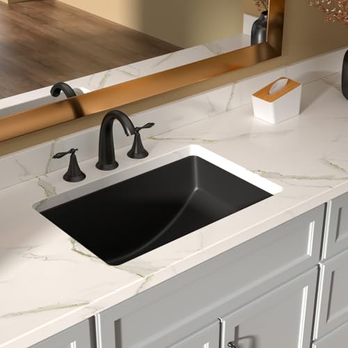 Lordear Undermount Black Bathroom Sink 21x15 Inch Bathroom Vanity Sinks Undermount Rectangle Black...
