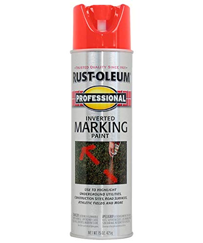 Image of Rust-Oleum, Fluorescent Red-Orange 2558838 Professional Inverted Marking Spray Paint, 15 oz, 15 Ounce, 15 Fl Oz