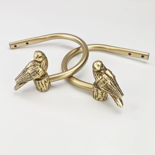 ILAISIHOME Curtain Drapery Holdbacks with Bird Design, Wall Mount Drapery Hooks Holders, Set of 2, Gold, Large Size(4.5'' Inner Diameter) — view 5
