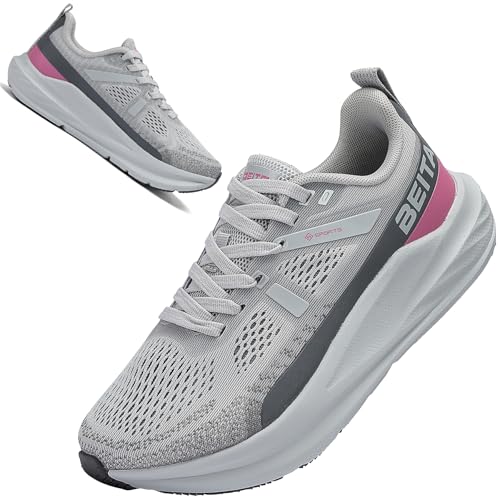 Image of Beita Women's Width Toe Box Walking Shoes｜Wedge Running Athletic Tennis Shoes with Rubber Outsole｜Fashion Platform Sneakers Non-Slip Thick Anti Slip Breathable Cushion Leisure Work