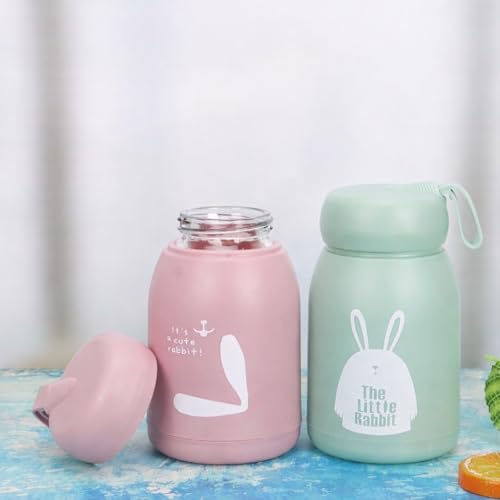 Image of Rabbit Design Cartoon Kids Bottle 330 ML | Cute Printed School Bottle with Handle | Compact Portable Bottle for School Travel Return Gift (Pack of 1)