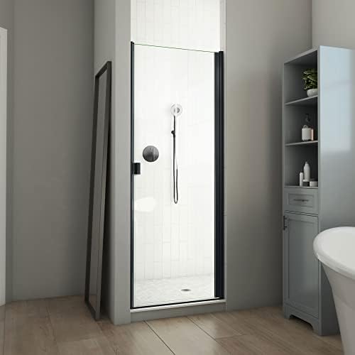DreamLine Alliance Swing BG 28-29 in. W x 66 in. H Semi-Frameless Swing Shower Door in Matte Black and Clear Glass