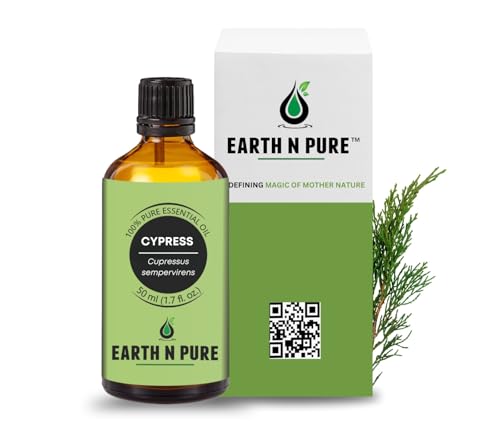 Image of Earth N Pure Cypress Essential Oil | 100% Pure & Natural | Steam Distilled | For Aromatherapy, Massage, Skincare & Home Fragrance | 50ml
