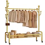 Heavy-Du - Appendiabiti su ruote, capacità 100 kg, design industriale, con mensola, 100 cm x 35 cm x 172 cm, perfetto per camera da letto e ingresso
