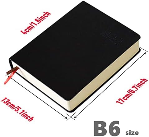 KXF B6 720 Pages Lined Notebook Super Thick Journal Daily Bible Study Notebook Life Story Book Travel Writing Memo Notepad Work Diary Sketchbook with Classic Vintage Leather Cover, Black