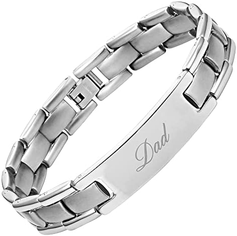 Willis Judd Mens Titanium DAD Bracelet Engraved Best Dad Ever with Gift Box & Link Removal Tool