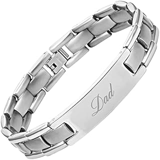 Willis Judd Mens Titanium DAD Bracelet Engraved Best Dad Ever with Gift Box & Link Removal Tool