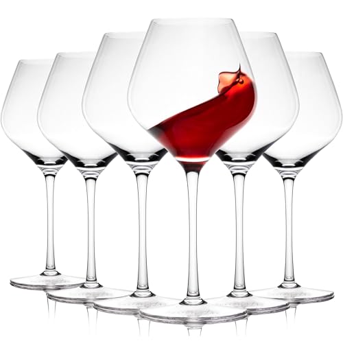 Gusto Nostro Set di 6 Calici Vino in Cristallo, 650 ml - Bicchieri Vino Rosso e Bianco a Stelo Lungo Moderni, Lavabili in Lavastoviglie, Eleganti e Raffinati - Per Matrimoni, Cene, Feste