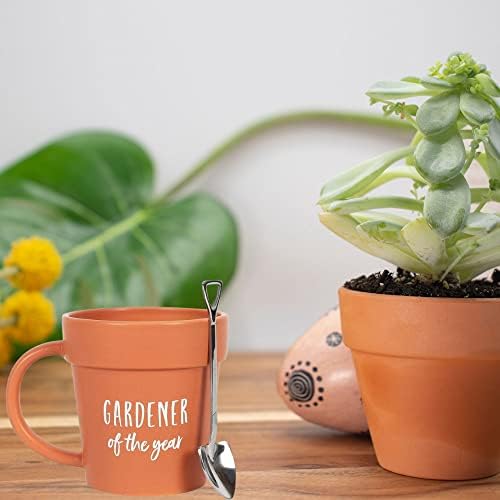RAJX Gardener Mug, Mothers Day Gifts for Mum, Ceramic Tea and Coffee Cup & Shovel Spoon, Novelty Morning Cup for Gardeners, Presents for Nature Lovers on Birthdays, Valentines Day