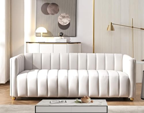 Container Furniture Direct Glam Fabric Upholstered Solid Wood Frame 82.7"