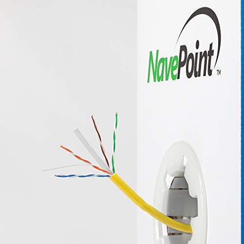 Image of NavePoint Cat6 (CCA), 1000ft, Yellow, Solid Bulk Ethernet Cable, 550MHz, 23AWG 4 Pair, Unshielded Twisted Pair (UTP)