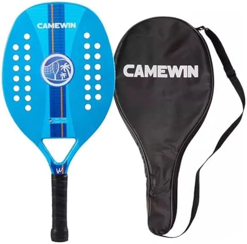 Raquete Para Beach Tennis Profissional Em Fibra Carbono Com Capa Protetora - Camewin