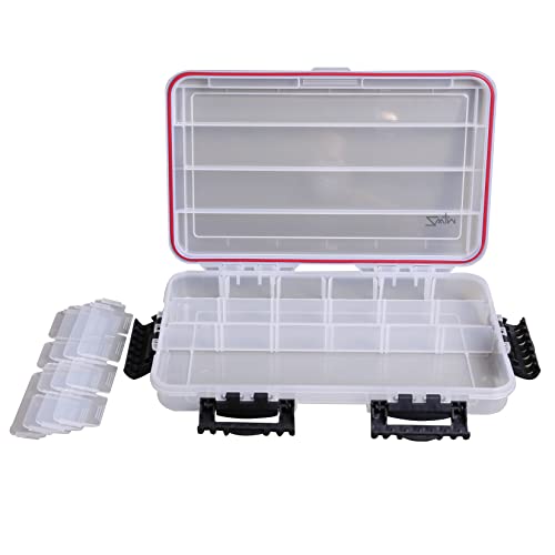 ZWIM Waterproof Fishing Tackle Box Clear 3 to 15 Sections Adjustable Separators Large 33.5 x 22 x 5.5cm [19-0031]