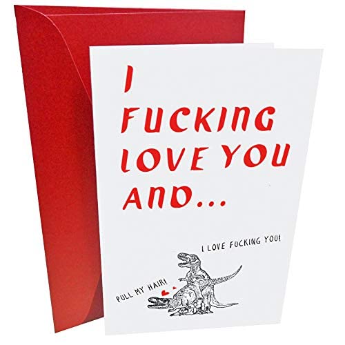 Funny Rude Valentine's Day Greeting Card Love You Card Valentines Day Card for Her Wife Girlfriend Folded Card Envelope Included