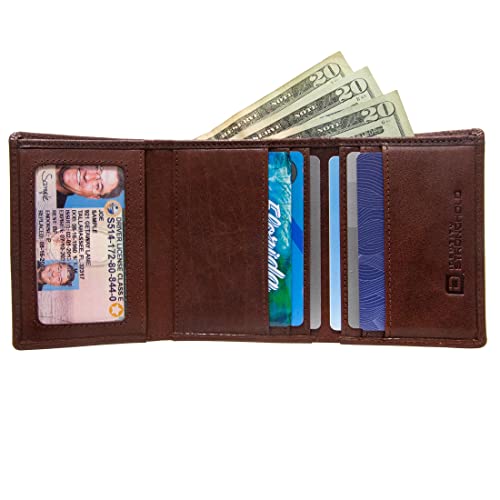 ID Stronghold Slim RFID Trifold Wallet for Men - Genuine Buffalo Leather - Whiskey2