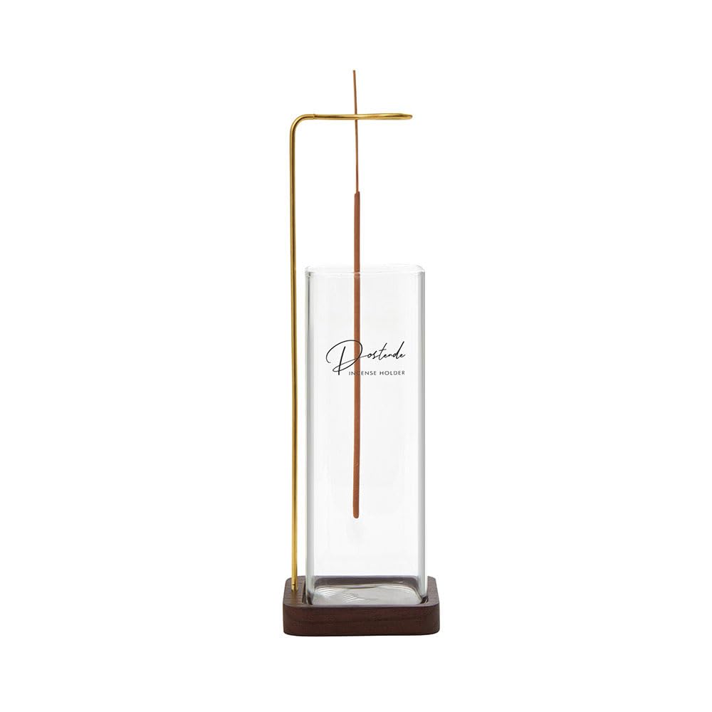 Dostende Incense Holder, Multi-Purpose Design Glass Incense Burner ash Catcher with Brass Incense Stick Holder for Home Decor Yoga Spa Madiation (Glass)