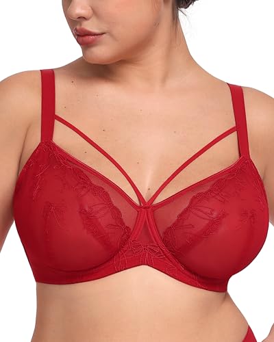 Image of HSIA Minimizer Bras for Women Full Coverage, Unlined Lace Sexy Plus Size Underwire Bra for Large Breasts