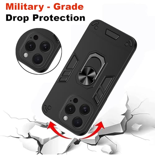 Image of Amazon Basics Kickstand Mobile Cover (360 Rotating Ring Holder) for Apple iPhone 15 Pro (Black)