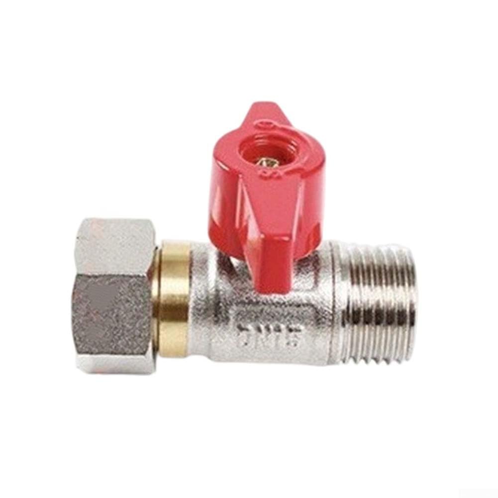 Válvula de Paso Total para latón Macizo Llave Corte Agua G1/2 para ducha Bidé 10cm(4mm Red Handle)