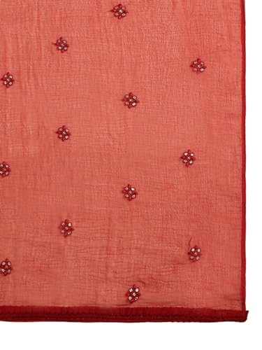Image of DUPATTA BAZAAR Women's Embroidered Chiffon Dupatta with Delicate Sequins