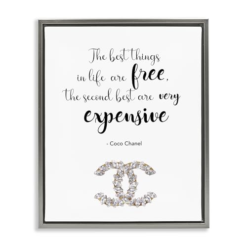 Image of 'Best Things In Life Fashion Phrase'| Floating Frame Canvas Art | Stupell Industries | Gray, 17 x 21 Inches, Easy to Hang and Sturdy, Made in USA, by Ziwei Li