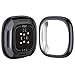 Tobfit for Fitbit Sense/Fitbit Versa 3 Screen Protector Case, Soft Plated TPU Full Around Sensitive Touch Protective Cover for Fitbit Sense/Fitbit Versa 3 Accessories Charcoal +Transparent
