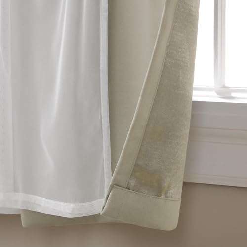 Image of TOWN & COUNTRY LUXE Talia Double Layer Indoor Curtains, Sheer and Room Darkening Blackout, Grommet Top, Energy Efficient, 2-Pack Set, 52 inchx120 inch, Cloud Grey